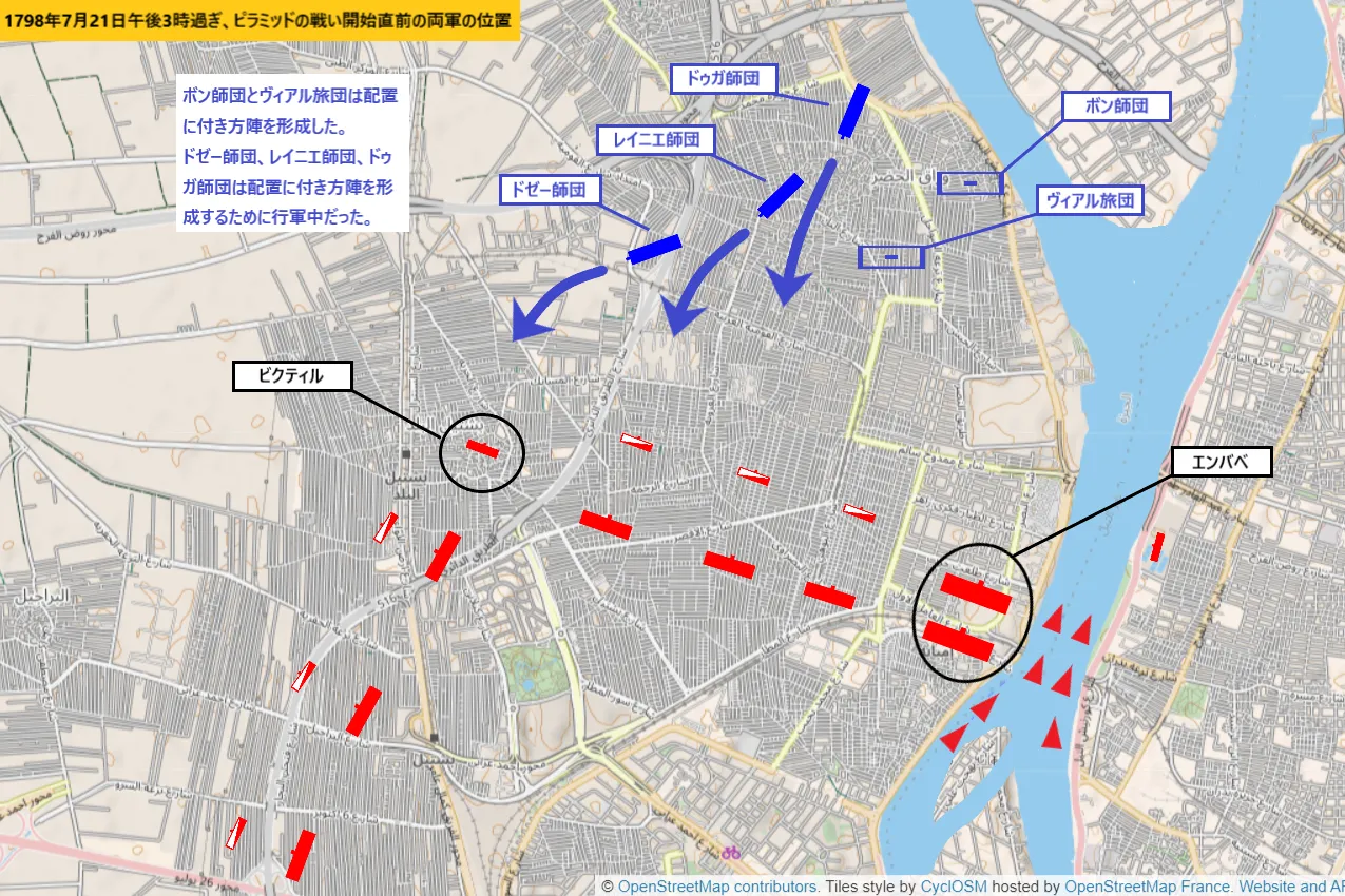 ピラミッドの戦い開始直前の両軍の位置