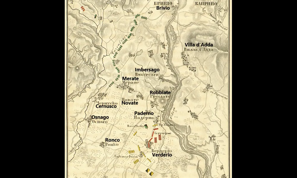 1799年4月28日、カッサーノ・ダッタの戦いにおけるヴェルデーリオでの戦闘図