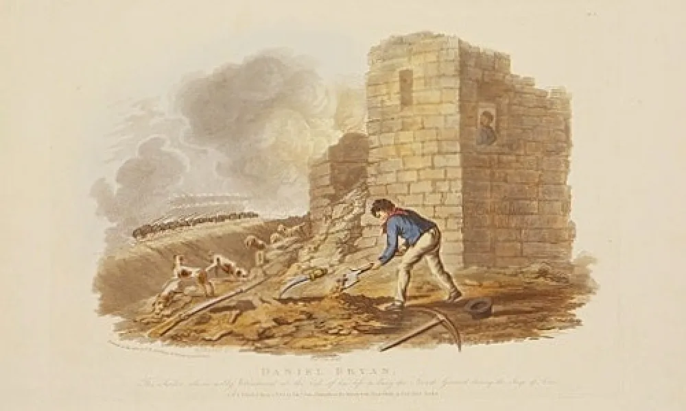 1799年5月11日、アッコ要塞包囲戦中にフランスの将軍を埋葬するダニエル・ブライアン