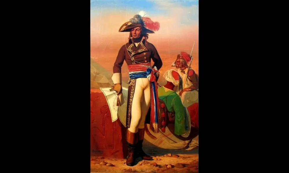 「エジプトのドゼー将軍（Le général Desaix en Egypte）」。ルイ・デヴェドゥ（Louis Devedeux）画。19世紀