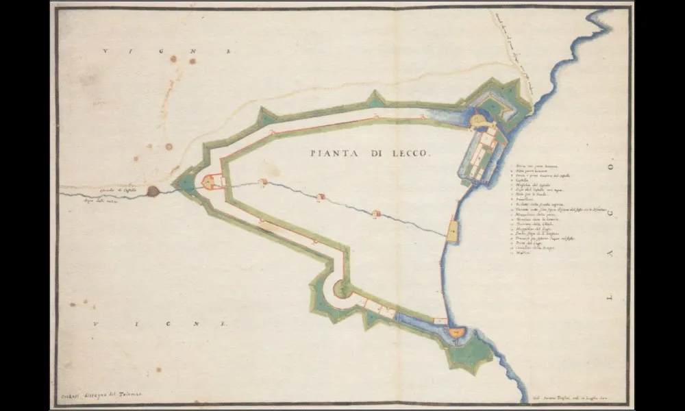 1642年のレッコ要塞図（上：南）