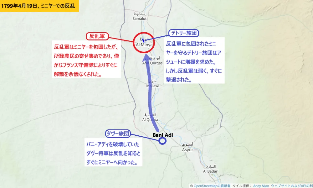 1799年4月19日、ミニヤーでの反乱