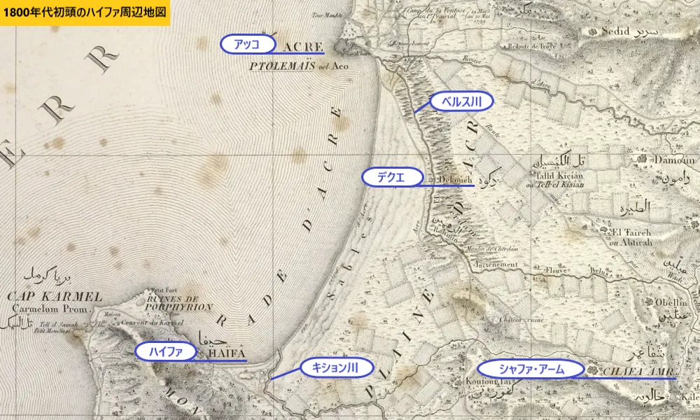1800年代初頭のハイファ周辺地図