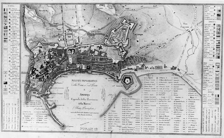 1830年頃のアンコーナ要塞