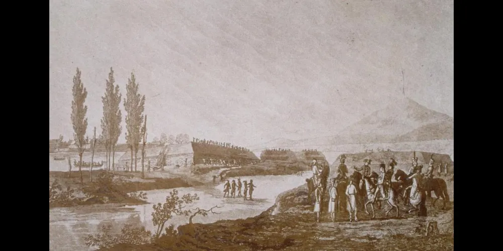 1797年2月2日のユナング要塞の解体とカール大公の到着の様子