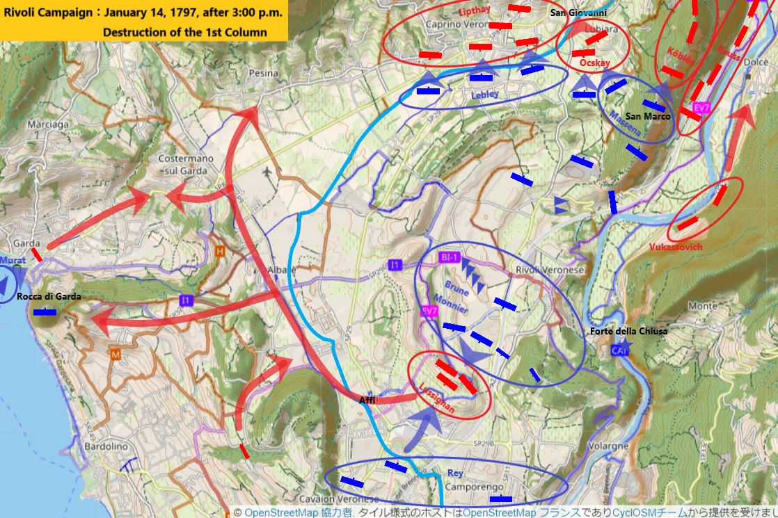 Battle of Rivoli( 1797 ), Destruction of the 1st Column